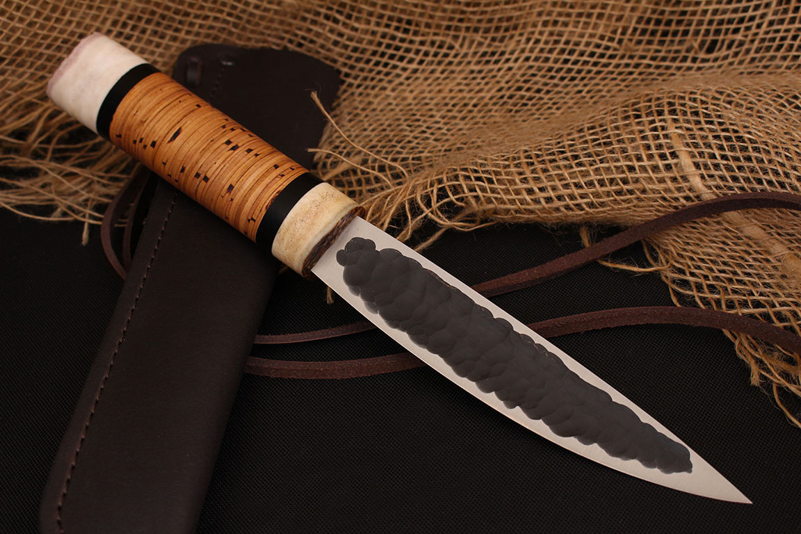 Северный нож средний "БЫHAХ"  Bohler N690, рукоять рог, береста.